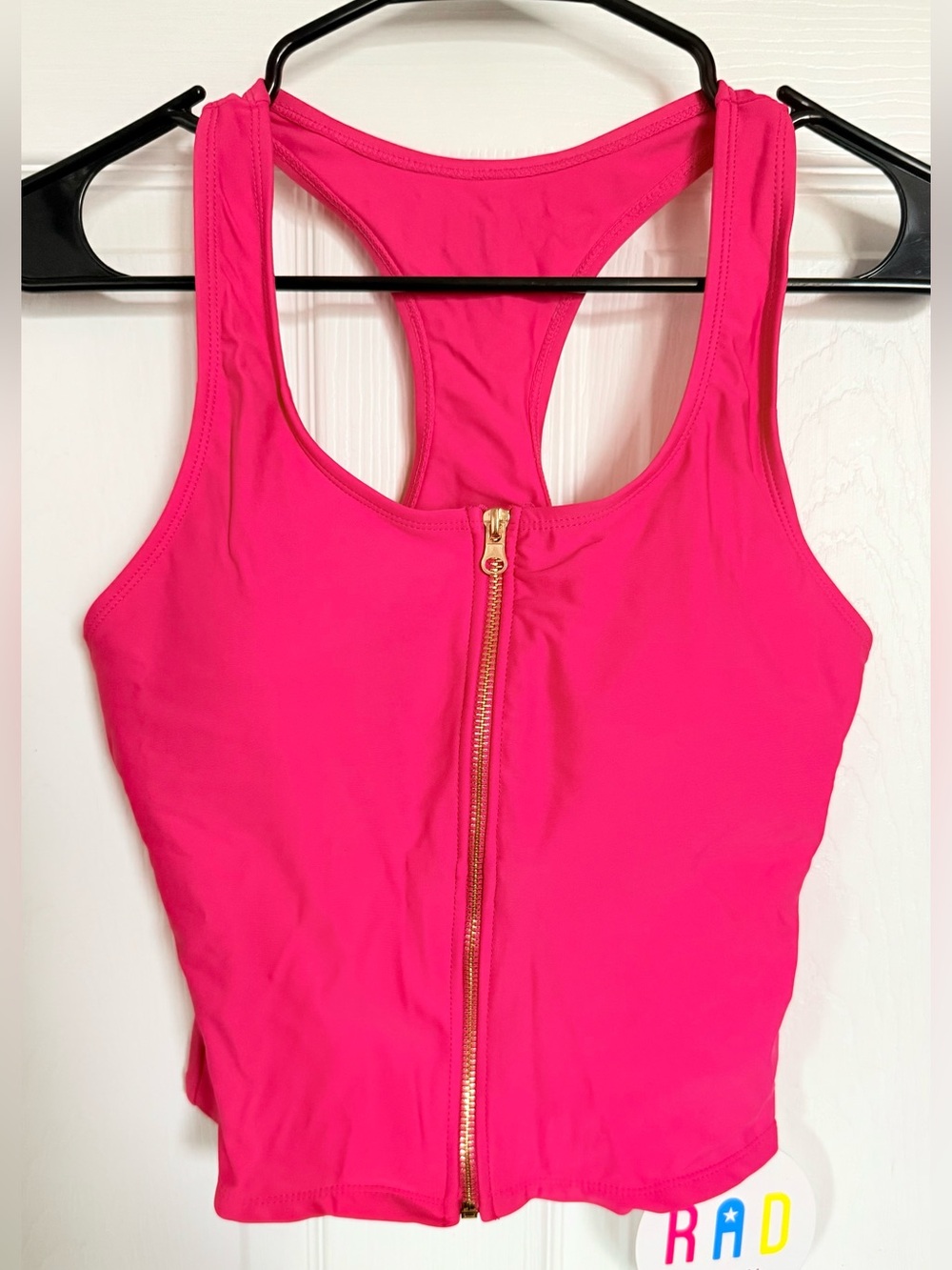 Front-Zip Hot Pink Racerback Swim Tank Top